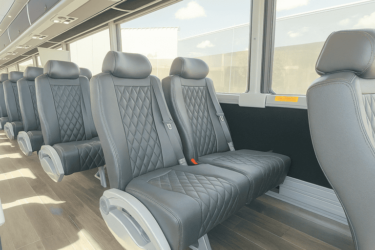 interior of Lafayette Minibus Company charter bus